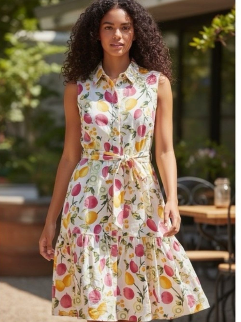 Cynthia Rowley Sleeveless Fruit-Print Midi Dress